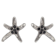 2016 Whosale Starfish Design Black Diamond Alloy Earrings